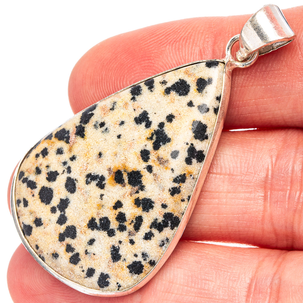 Dalmatian Jasper Pendant 2" (Silver Plated)