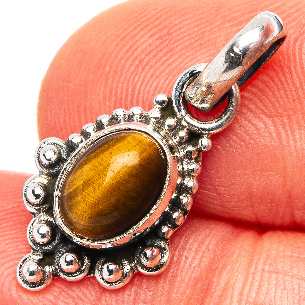 Tiger's Eye Dainty Pendant 1" (.925 Sterling Silver)
