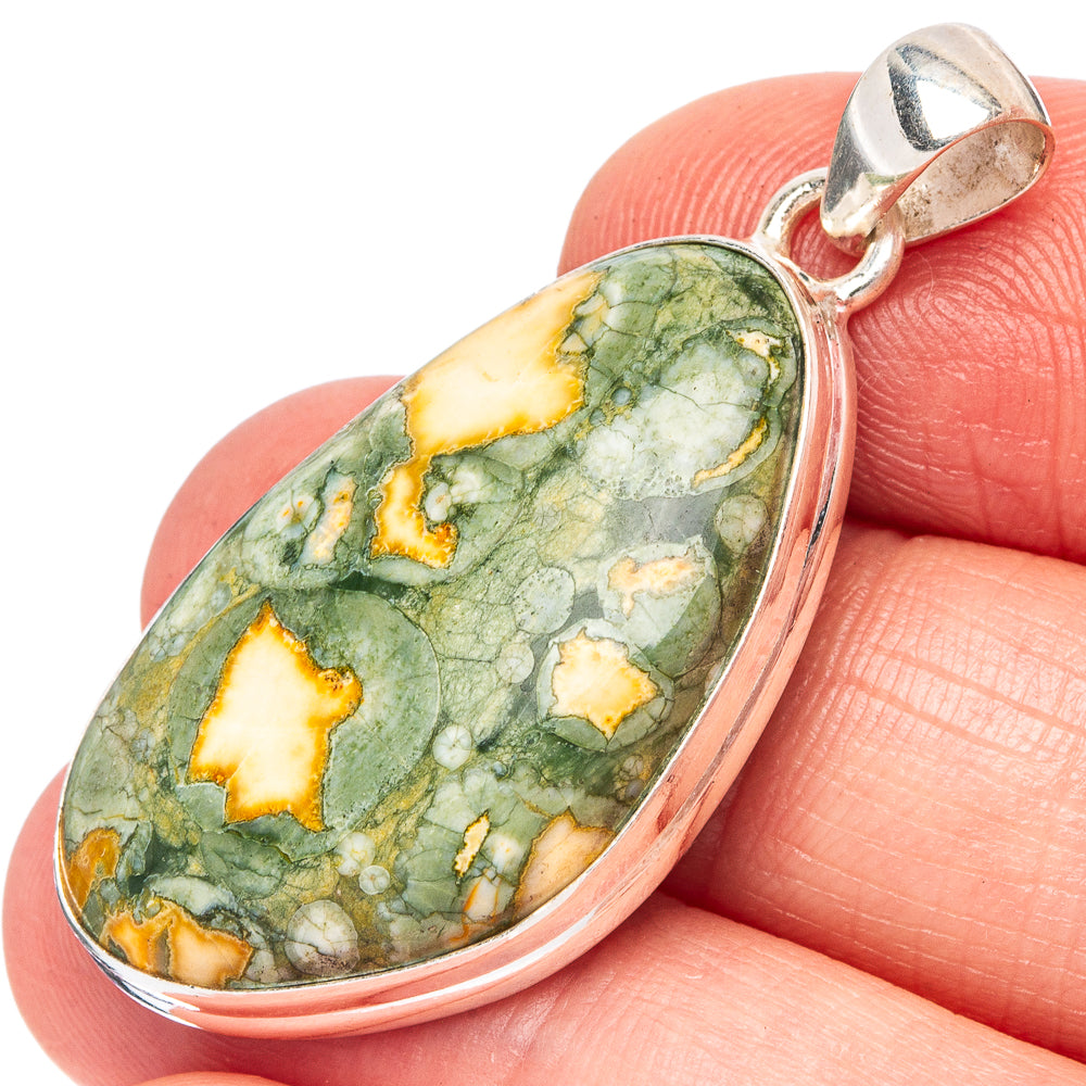 Rainforest Jasper Pendant 1 5/8" (925 Sterling Silver) P43436