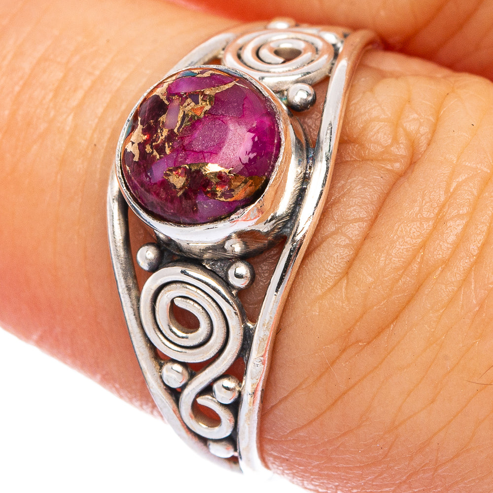 Purple Copper Composite Turquoise Dainty Ring Size 7 (925 Sterling Silver) R145668