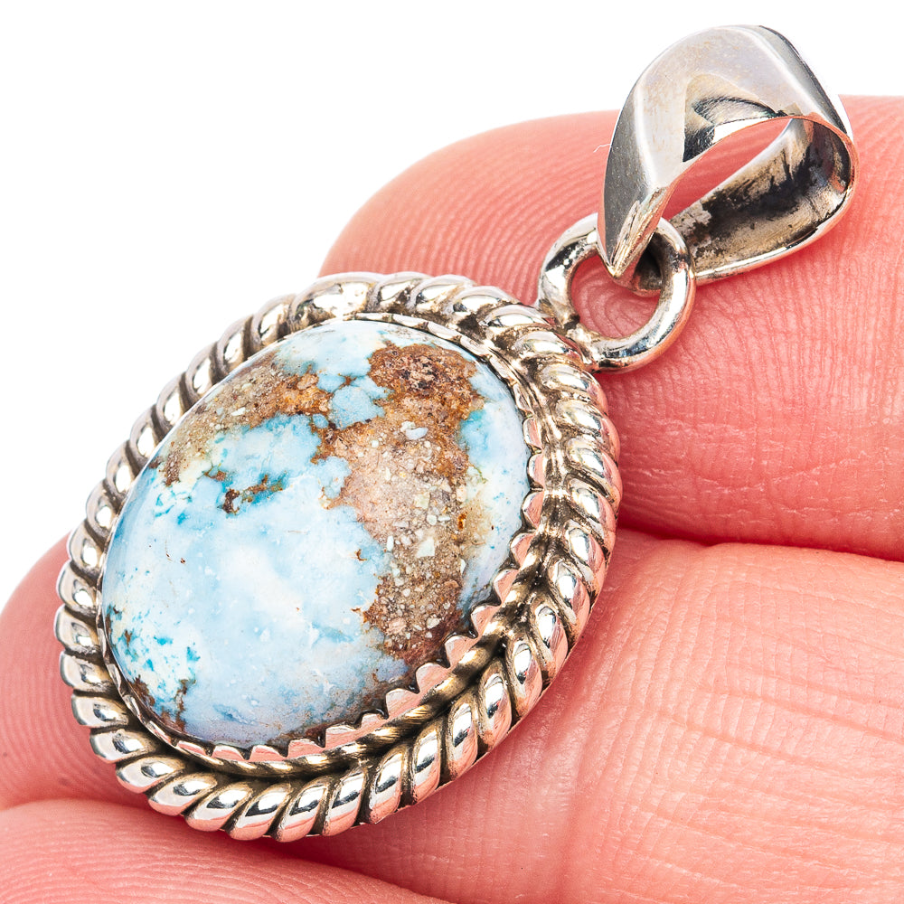 Rare Golden Hills Turquoise Pendant 1 1/4" (925 Sterling Silver) P41952