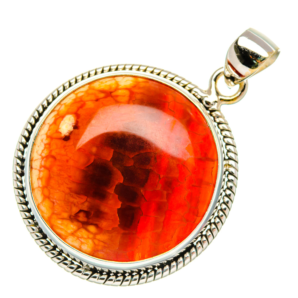 Fire Crab Agate Pendant 1 1/2" (925 Sterling Silver) PD38034