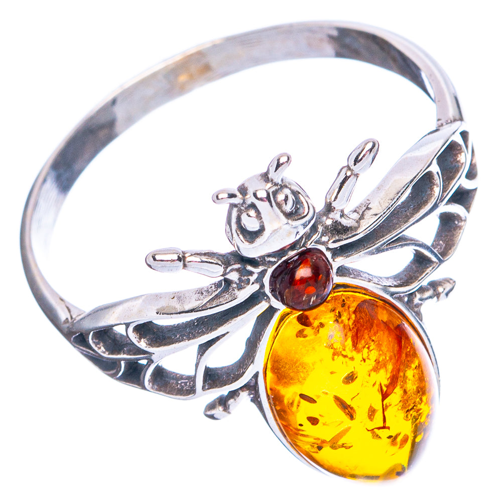 Baltic Amber Honey Bee Ring Size 11 (.925 Sterling Silver)