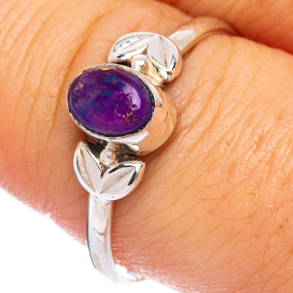 Purple Copper Composite Turquoise Dainty Ring Size 8.75 (925 Sterling Silver) R145701