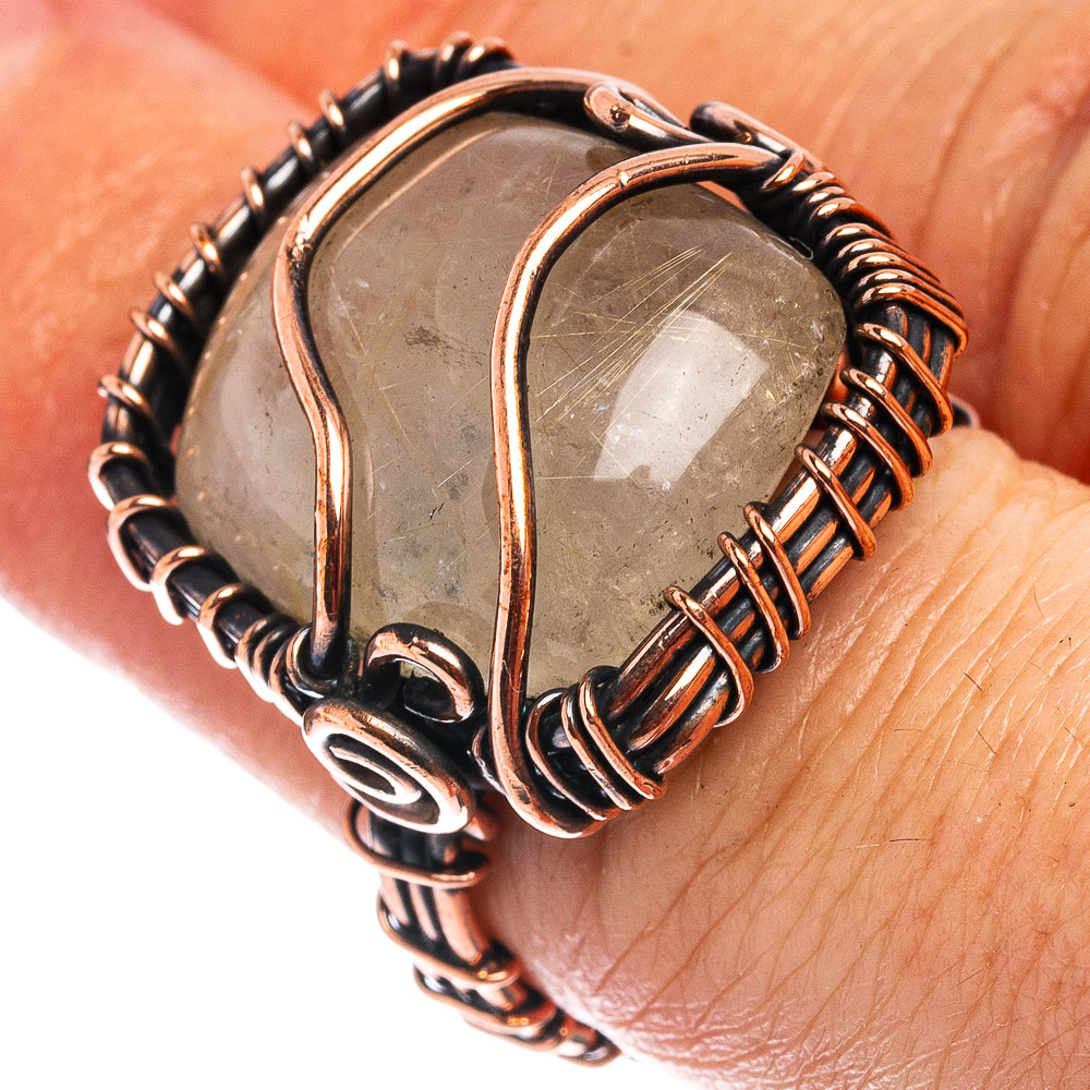 Rutilated Quartz Wire Wrap Ring Size 6.5 (Oxidized Copper)