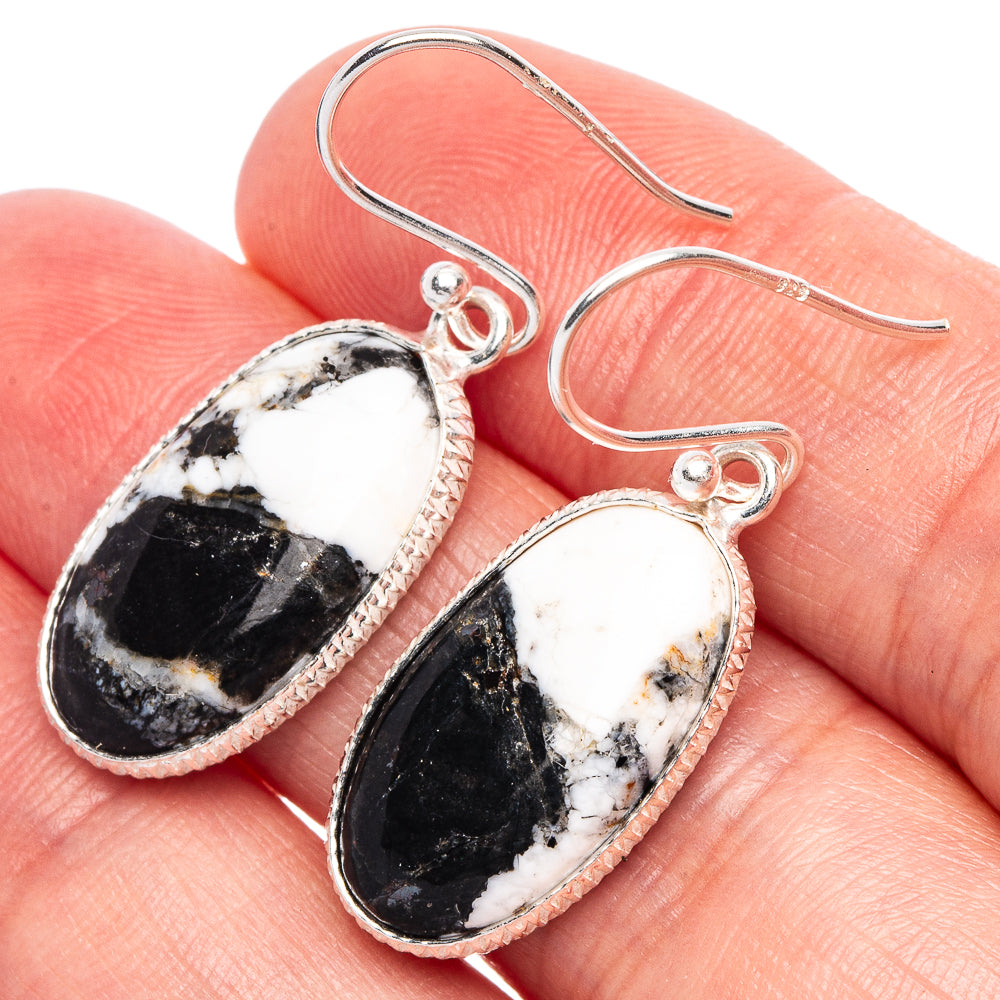 Zebra Jasper Earrings 1 3/8" (925 Sterling Silver) E1892