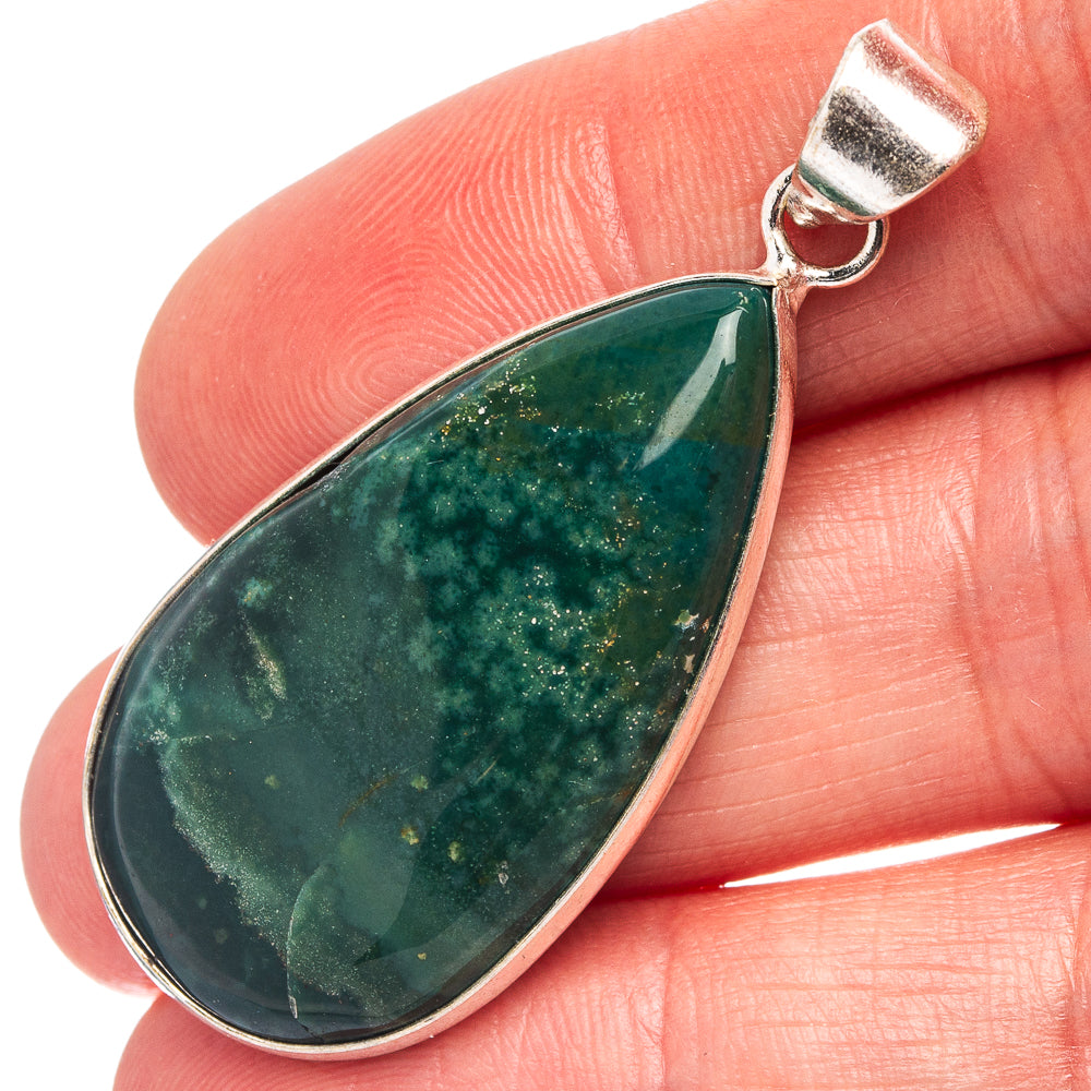Ocean Jasper Pendant 1 7/8" (Silver Plated)