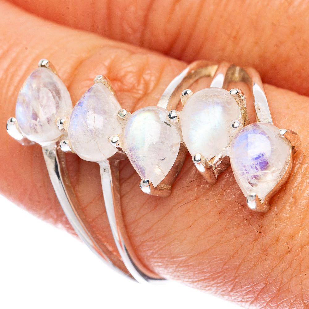 Rainbow Moonstone Ring Size 8 (925 Sterling Silver) R2903