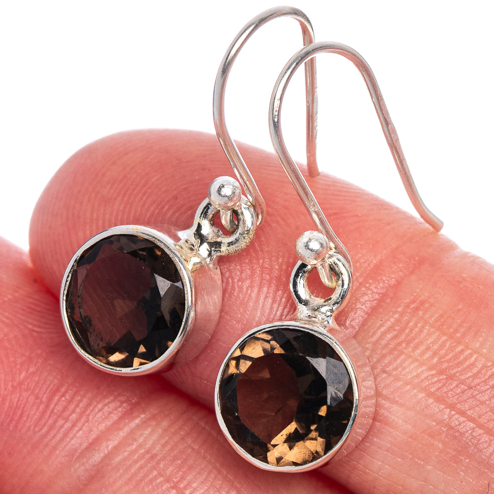 Smoky Quartz Earrings 1 1/8" (925 Sterling Silver) E1004