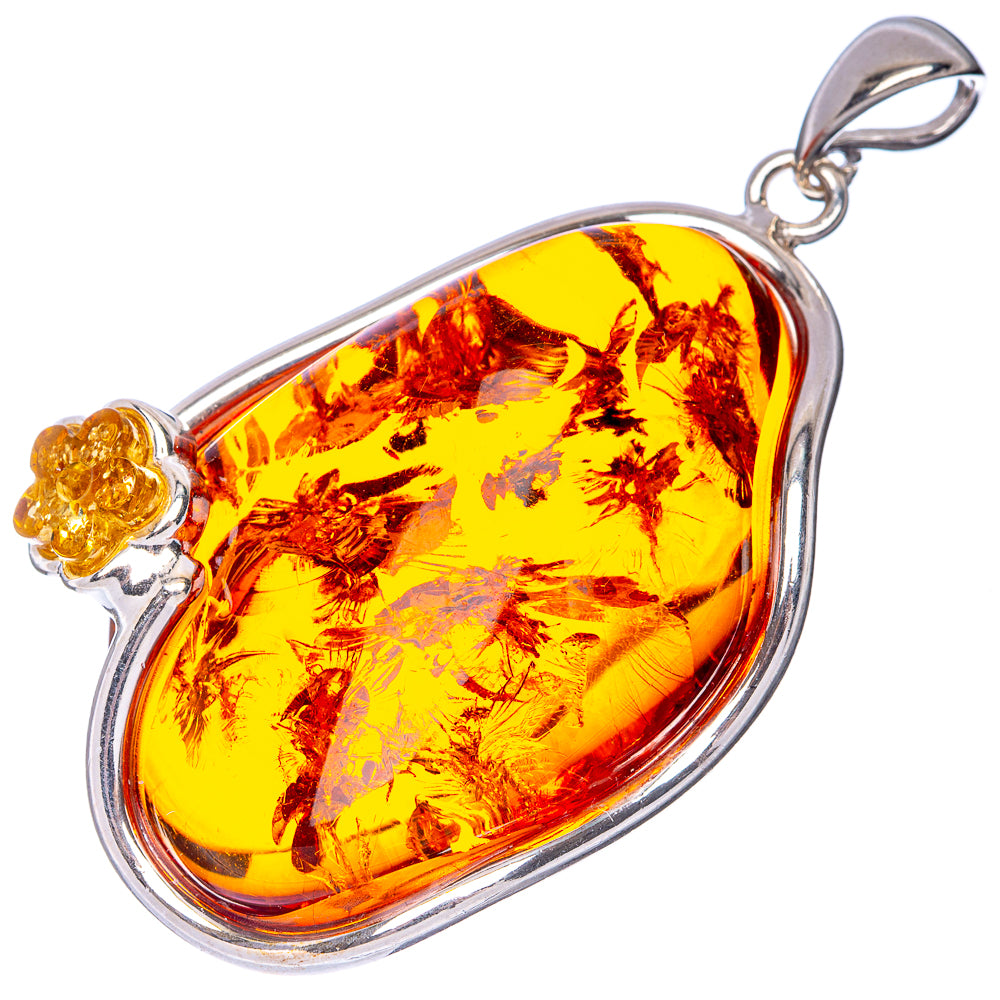 Anasilvercos Baltic Amber Pendant 2 1/4" (925 Sterlnig Silver)