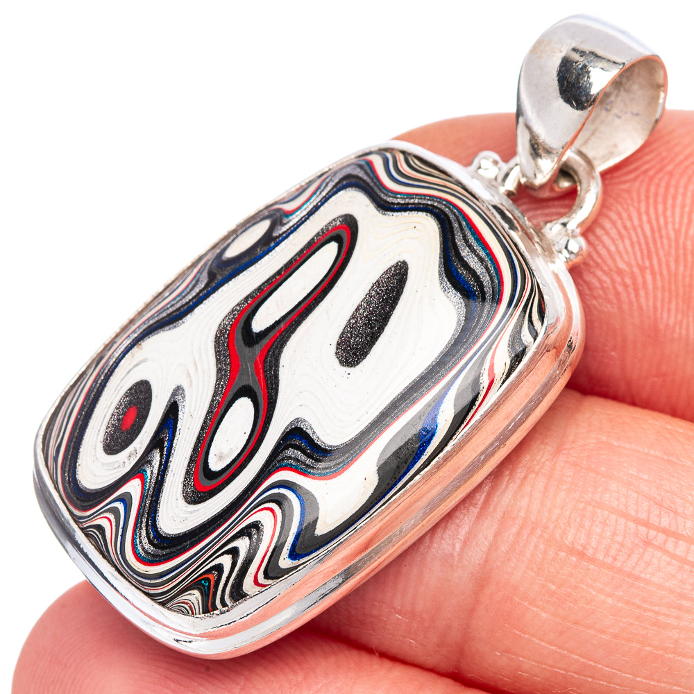 Rare Fordite Pendant 1 1/2" (925 Sterling Silver) P39953