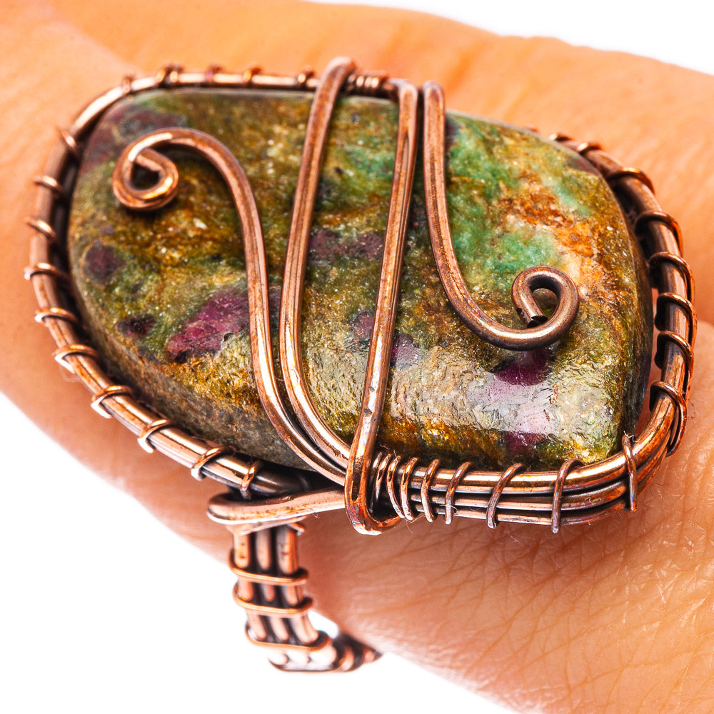 Ruby Fuchsite Ring Size 8.5 (Oxidized Copper)