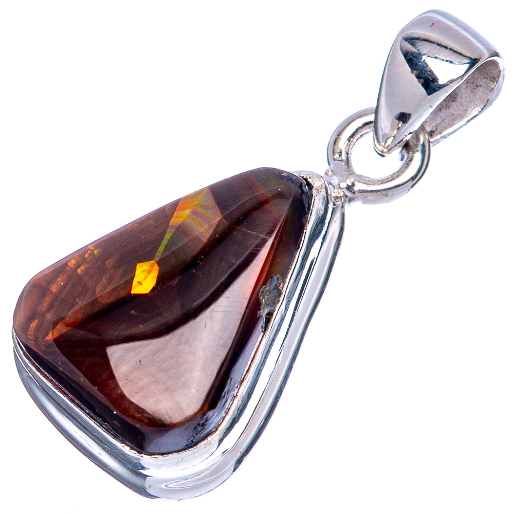 Rare Mexican Fire Agate Pendant 1 1/8" (925 Sterling Silver) P41691