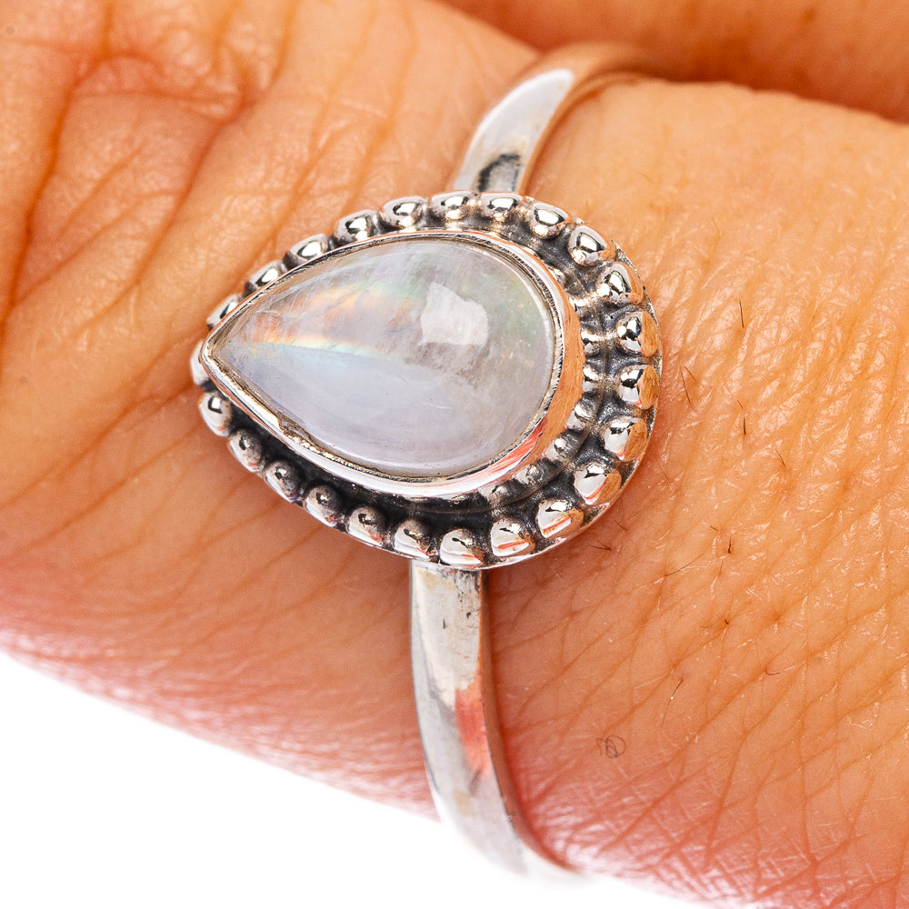 Rainbow Moonstone Dainty Ring Size 9 (925 Sterling Silver) R145786