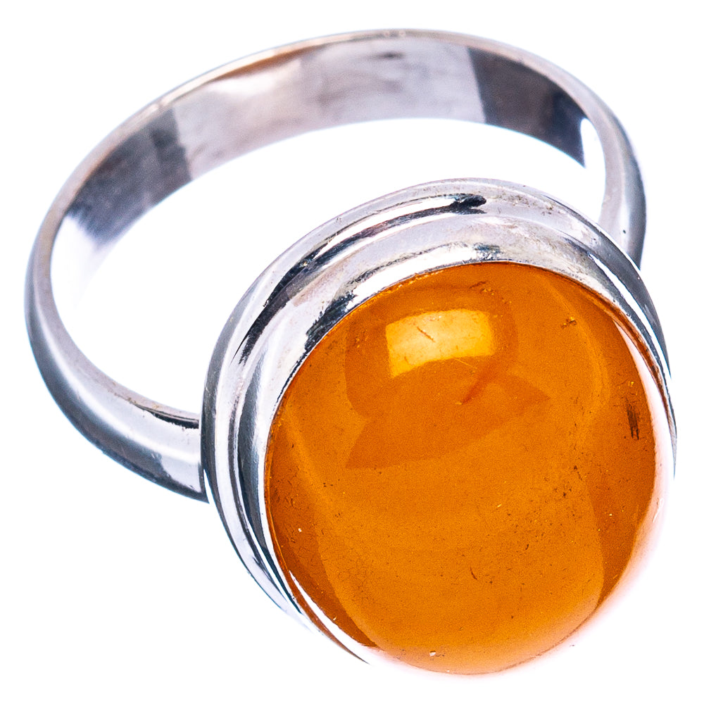 Bone Amber Ring Size 6.75 (.925 Sterling Silver)