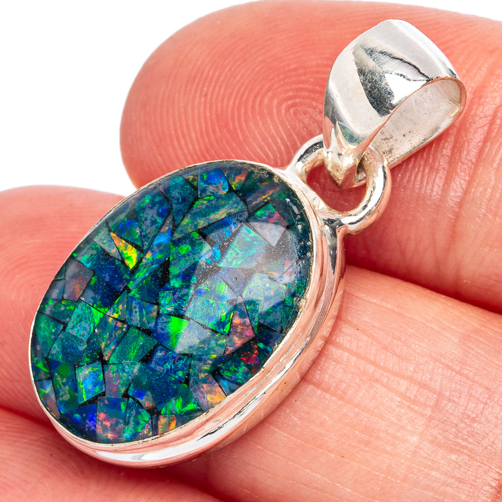 Triplet Opal Pendant 1 1/8" (925 Sterling Silver) P40390