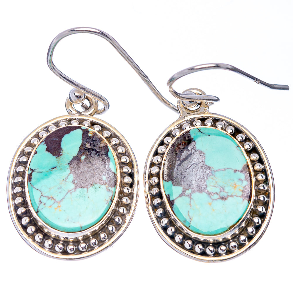 Turquoise Earrings 1 1/4" (.925 Sterling Silver)
