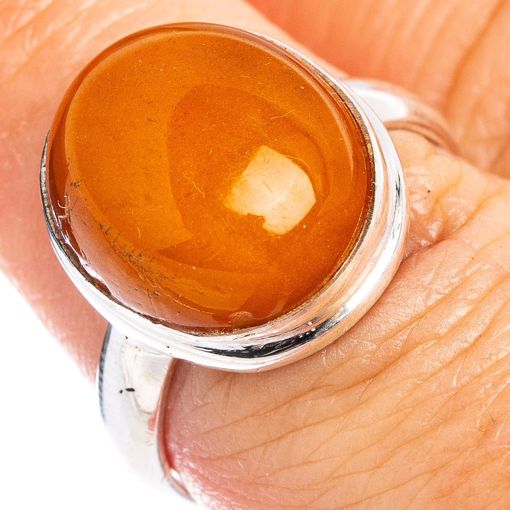 Bone Amber Ring Size 7.75 (.925 Sterling Silver)