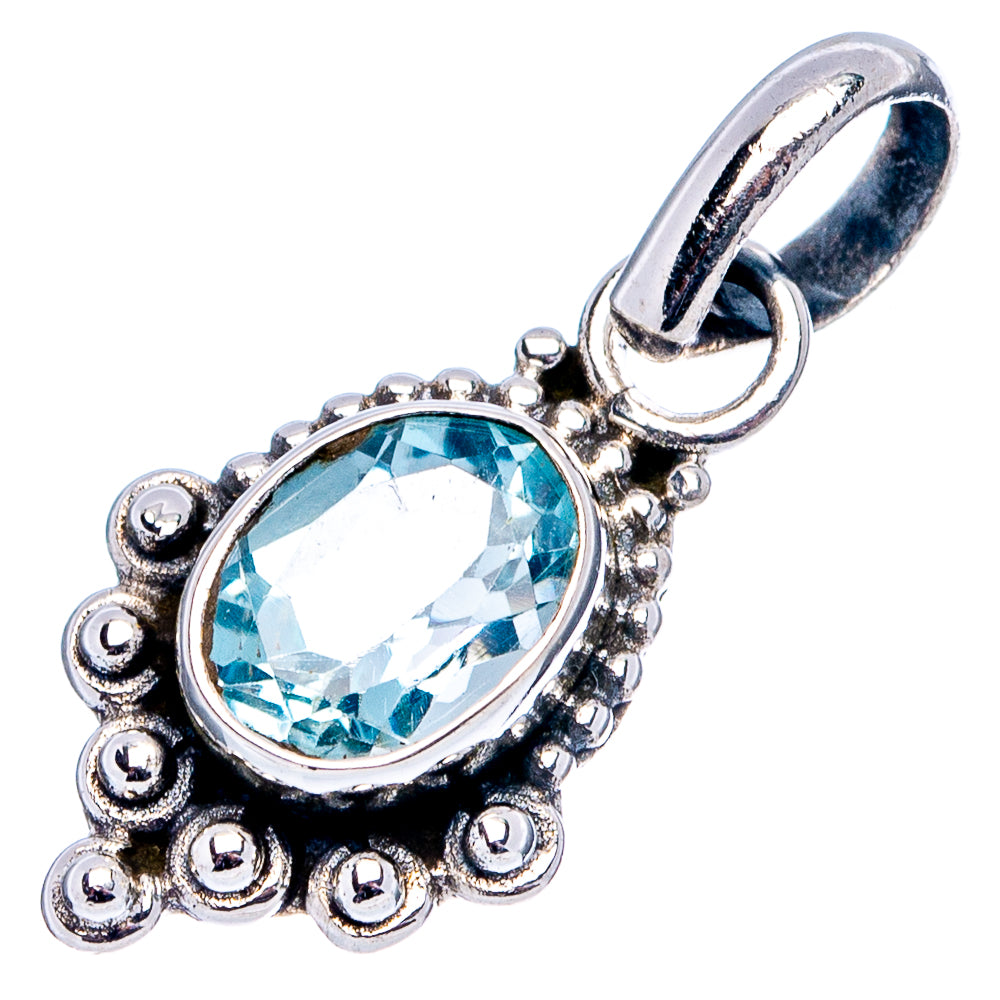 Blue Topaz Dainty Pendant 1" (.925 Sterling Silver)