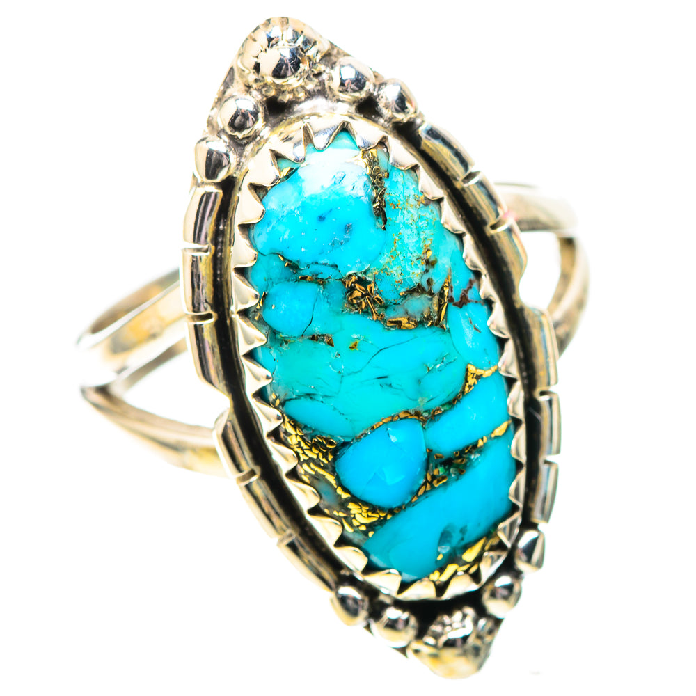 Blue Copper Composite Turquoise Ring Size 7.75 (925 Sterling Silver) RING138792