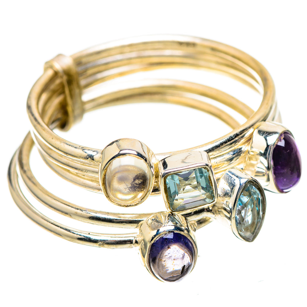 Tanzanite, Rainbow Moonstone, Blue Topaz, Amethyst Ring Size 9 (925 Sterling Silver) RING137824