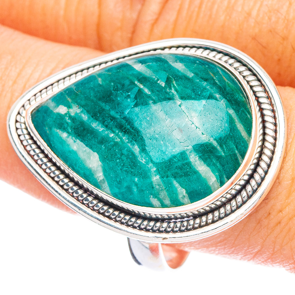 Large Amazonite 925 Sterling Silver Ring Size 11.5 (925 Sterling Silver) R6411