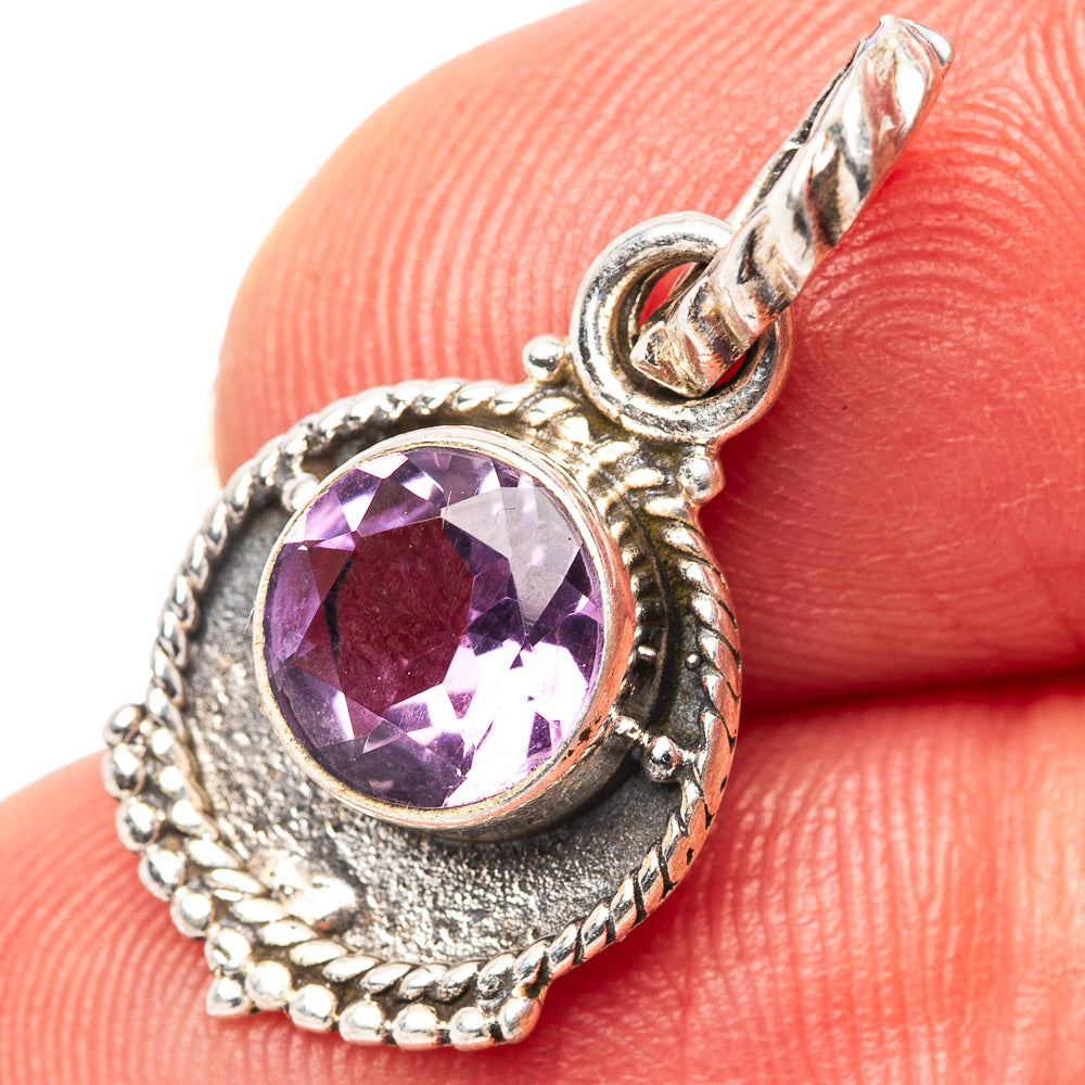 Dainty Amethyst Pendant 7/8" (.925 Sterling Silver)