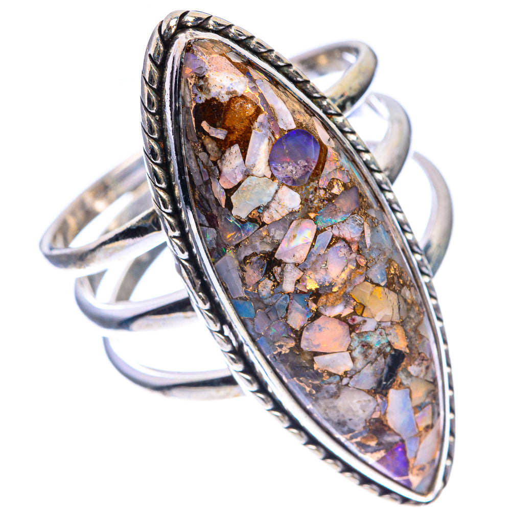Large Copper Composite Rainbow Moonstone Ring Size 10.75 (925 Sterling Silver) RING143464