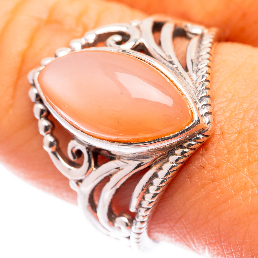 Peach Moonstone Ring Size 9 (925 Sterling Silver) R140887