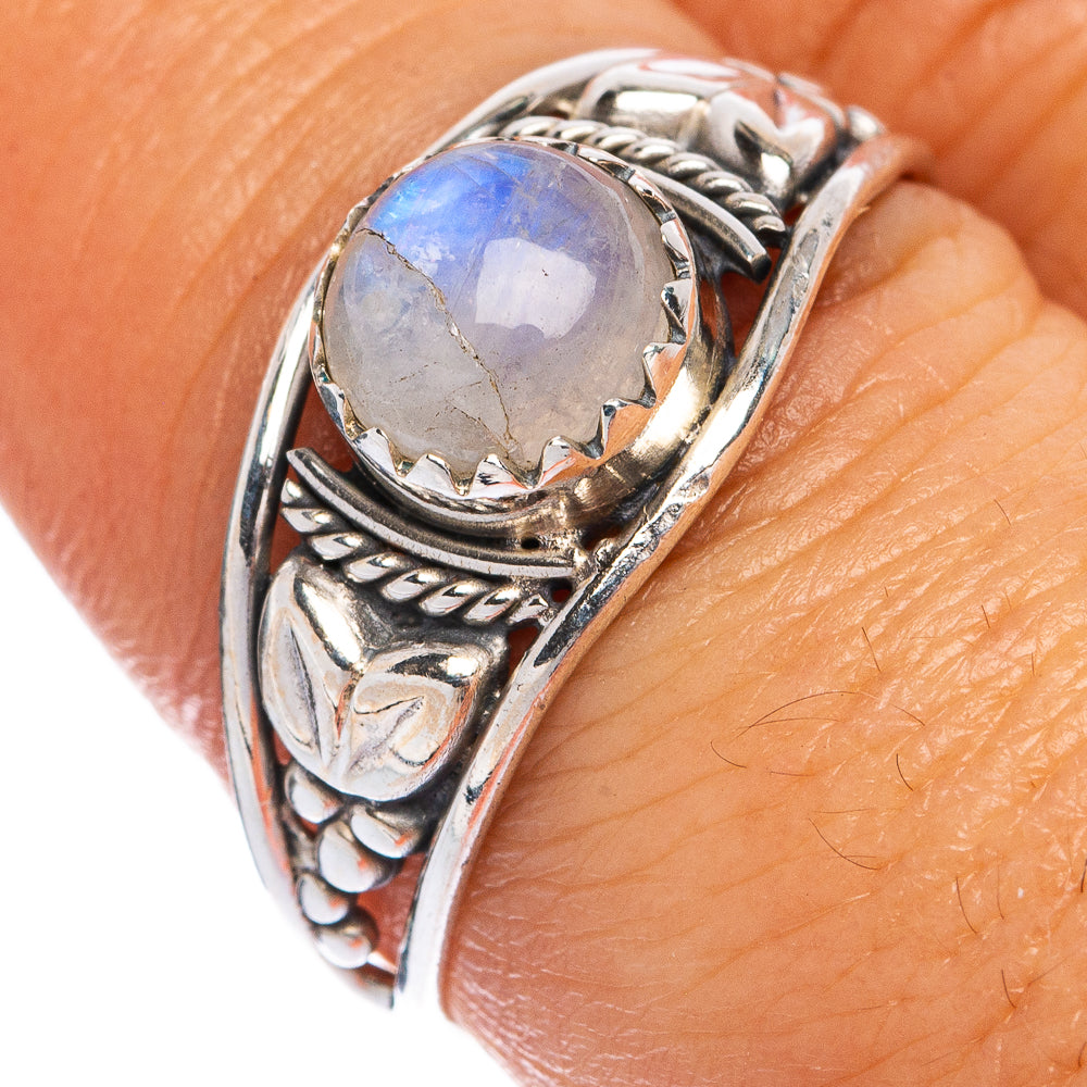 Rainbow Moonstone Dainty Ring Size 8.75 (925 Sterling Silver) R145518