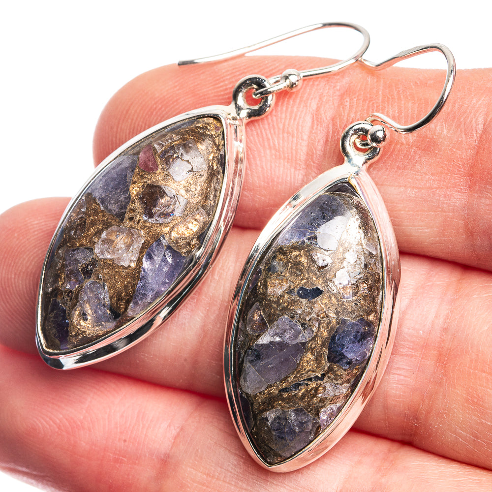 Brecciated Tanzanite 925 Sterling Silver Earrings 1 5/8"
