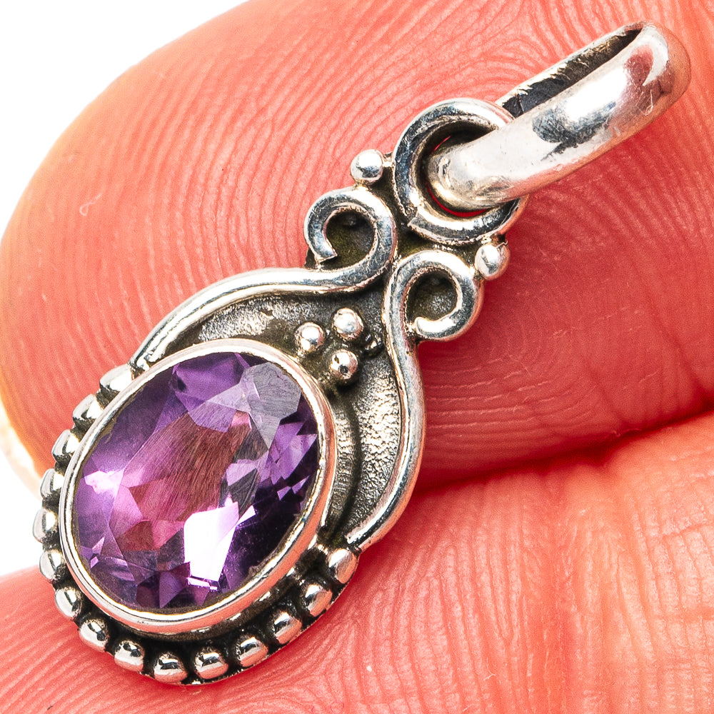 Amethyst Dainty Pendant 7/8" (.925 Sterling Silver)