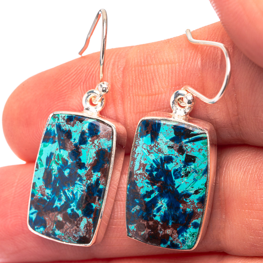 Shattuckite 925 Sterling Silver Earrings 1 3/8" (925 Sterling Silver) EARR432213
