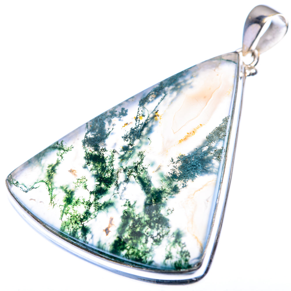 Green Moss Agate Pendant 2 1/8" (925 Sterling Silver) PD38452