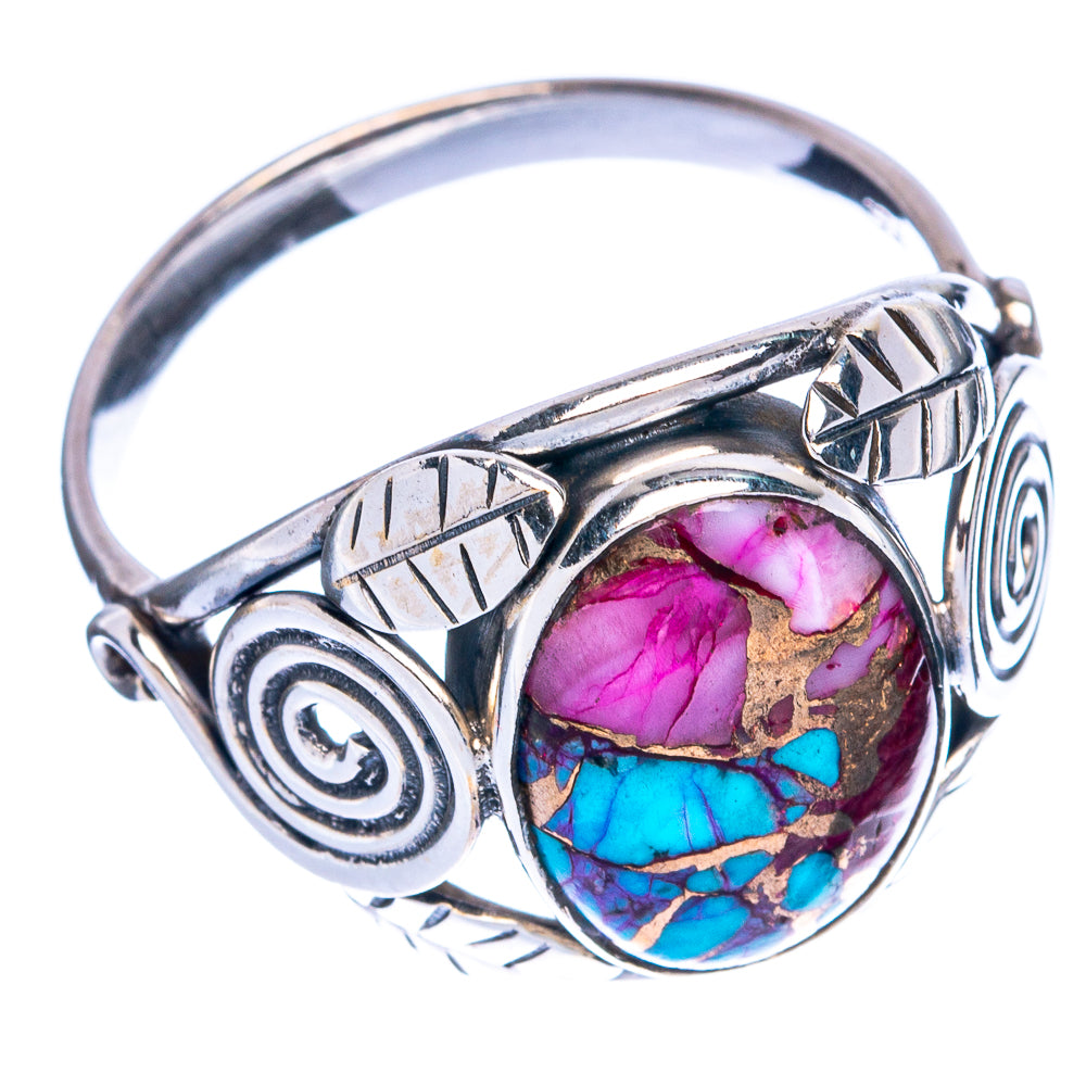 Kingman Pink Dahlia Turquoise Ring Size 9.5 (925 Sterling Silver) R144407