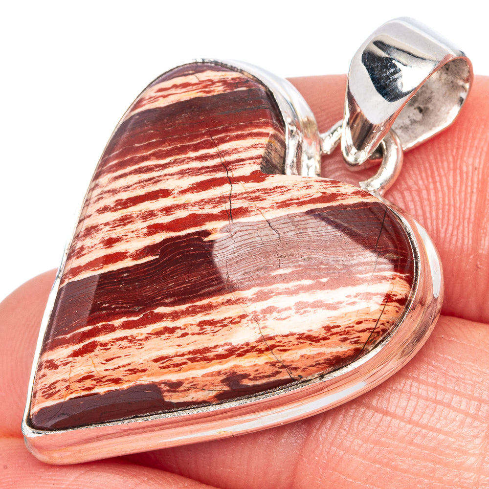 Snake Skin Jasper Heart Pendant 1 1/2" (925 Sterling Silver) P41430