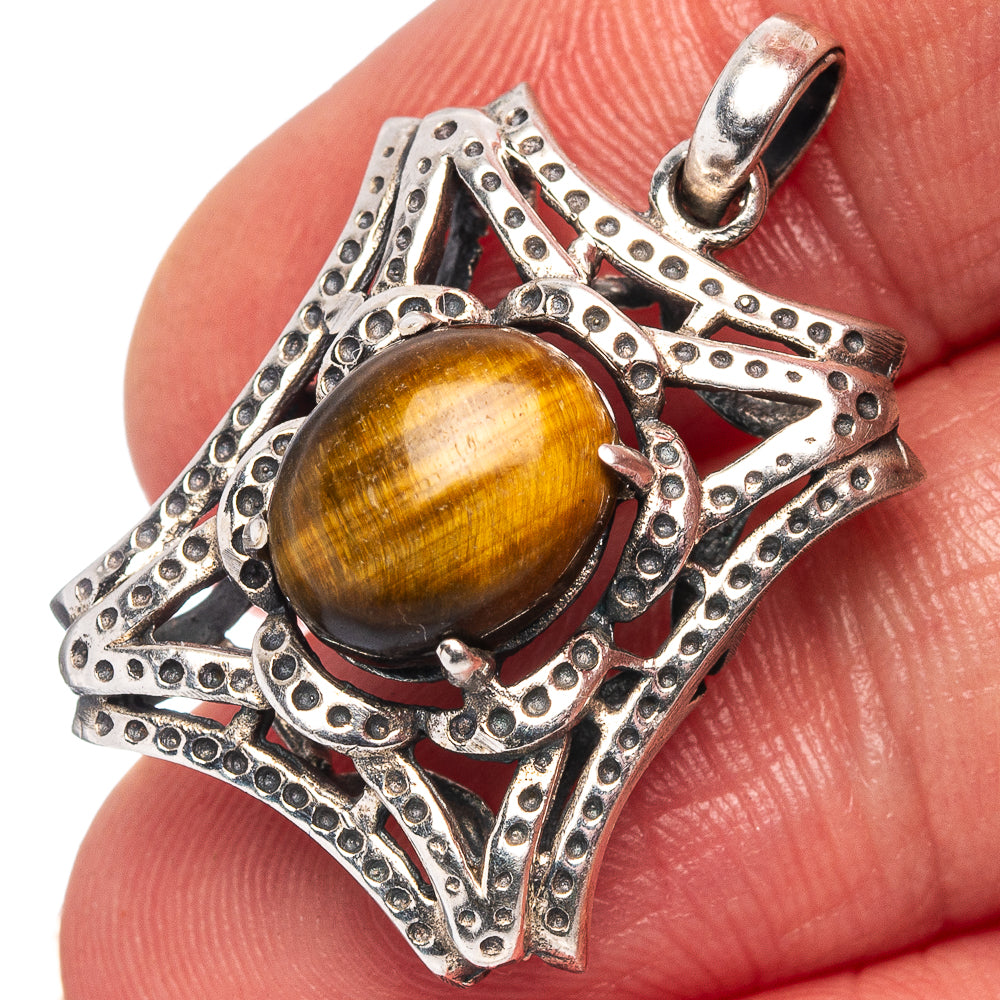 Tiger's Eye Pendant 1 1/8" (.925 Sterling Silver)