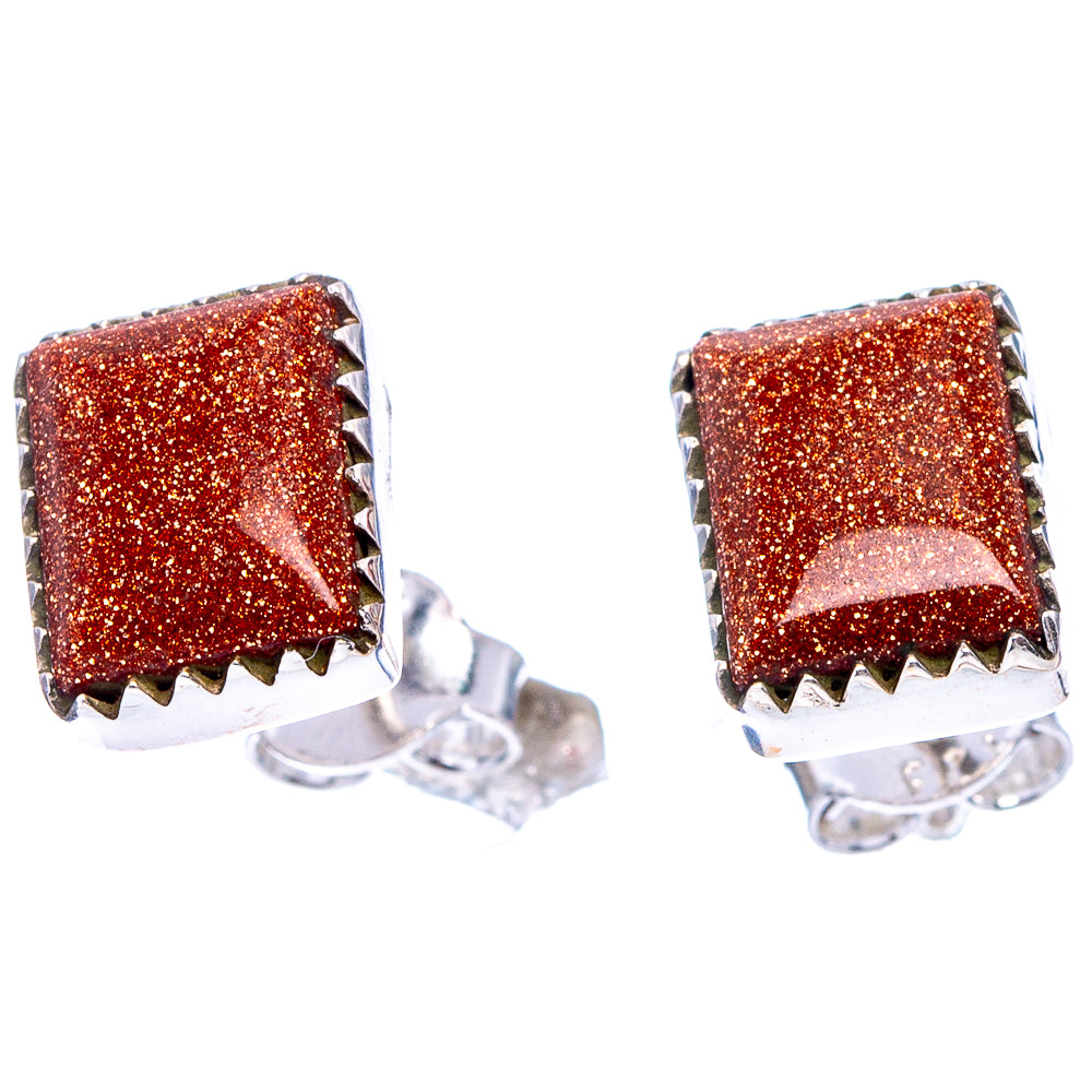 Goldstone Earrings 3/8" (.925 Sterling Silver)