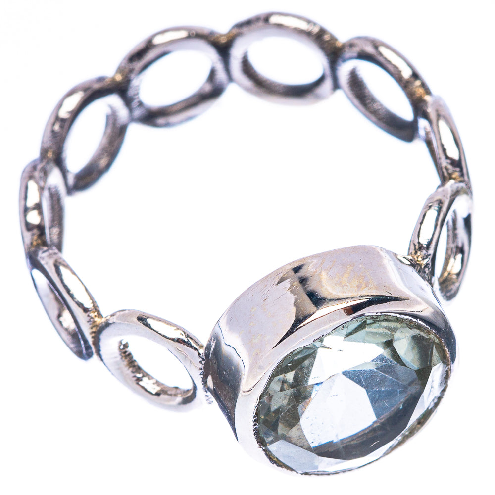 Faceted Green Amethyst Ring Size 9.25 (925 Sterling Silver) R146785