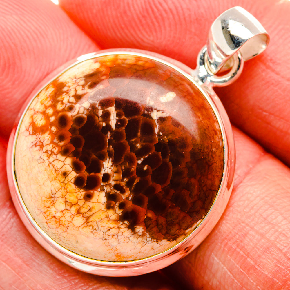 Fire Crab Agate Pendant 1 1/2" (925 Sterling Silver) PD38222