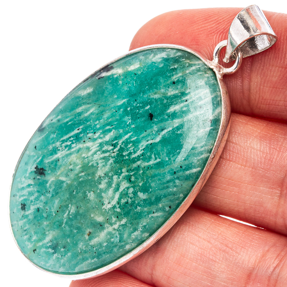 Amazonite Pendant 2 1/8" (Silver Plated)