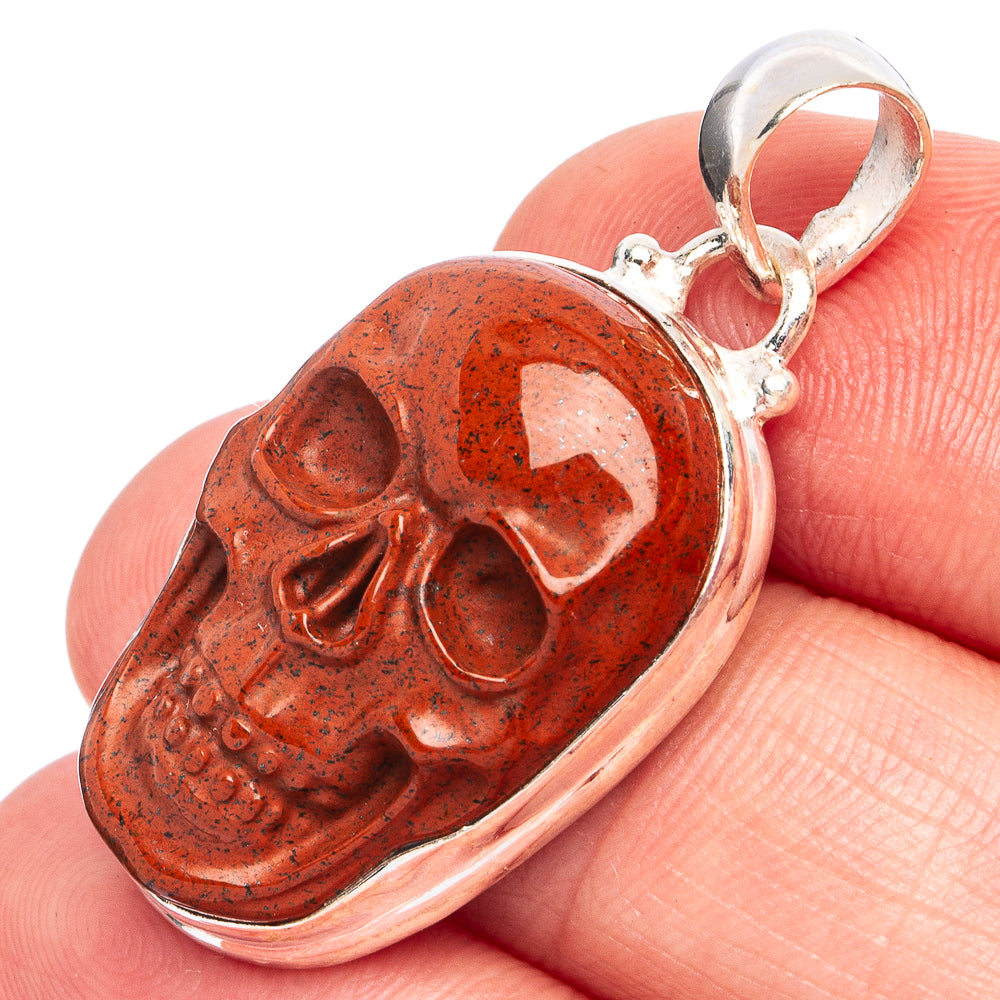 Mahogany Obsidian Skull Pendant 1 3/8" (925 Sterling Silver) P45155