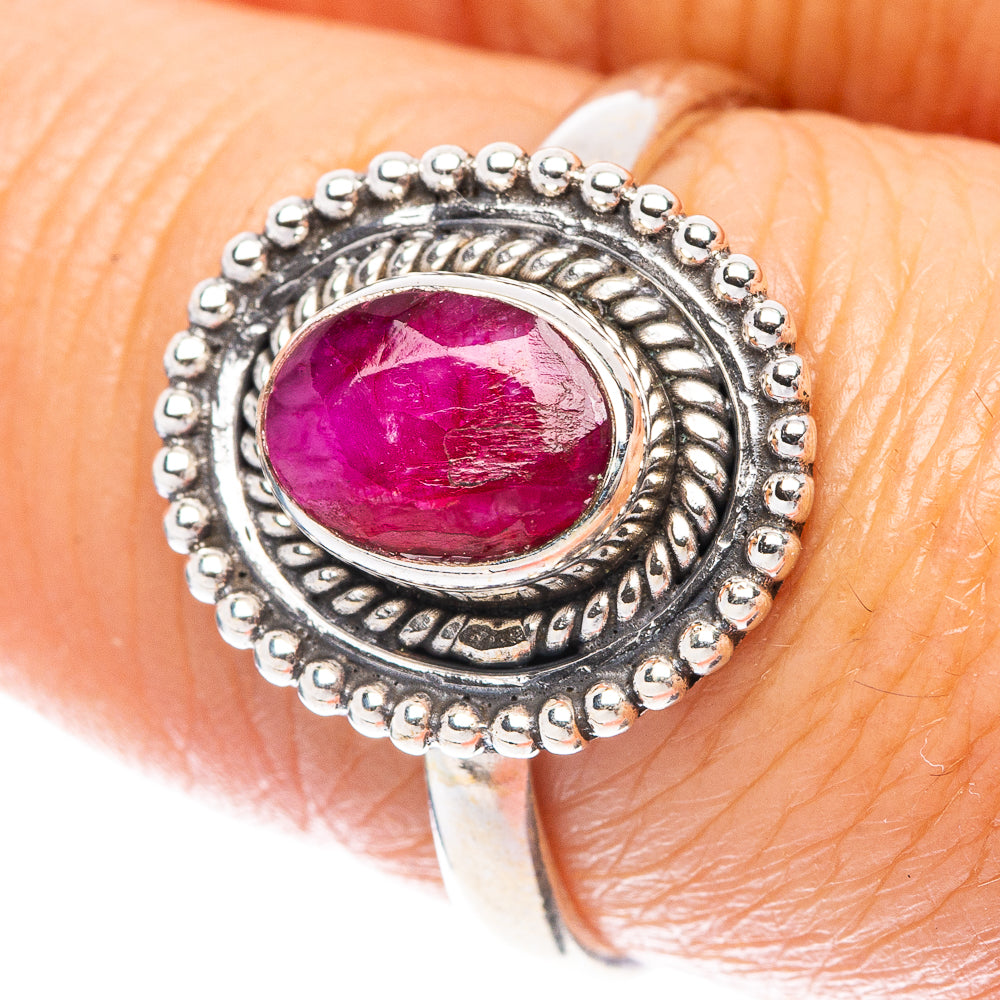 Red Sillimanite Dainty Ring Size 7.5 (925 Sterling Silver) R5974