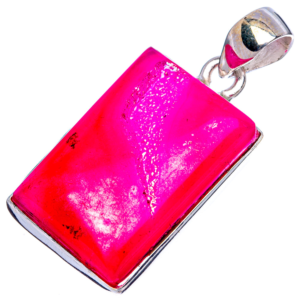 Pink Quartz Druzy Pendants 1 3/8" (925 Sterling Silver) P43265