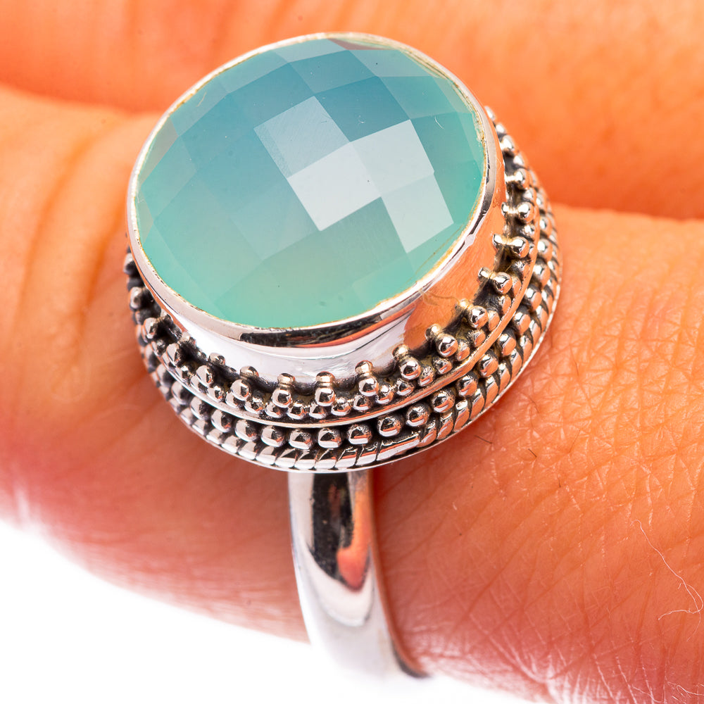 Aqua Chalcedony Ring Size 9 (925 Sterling Silver) R140677