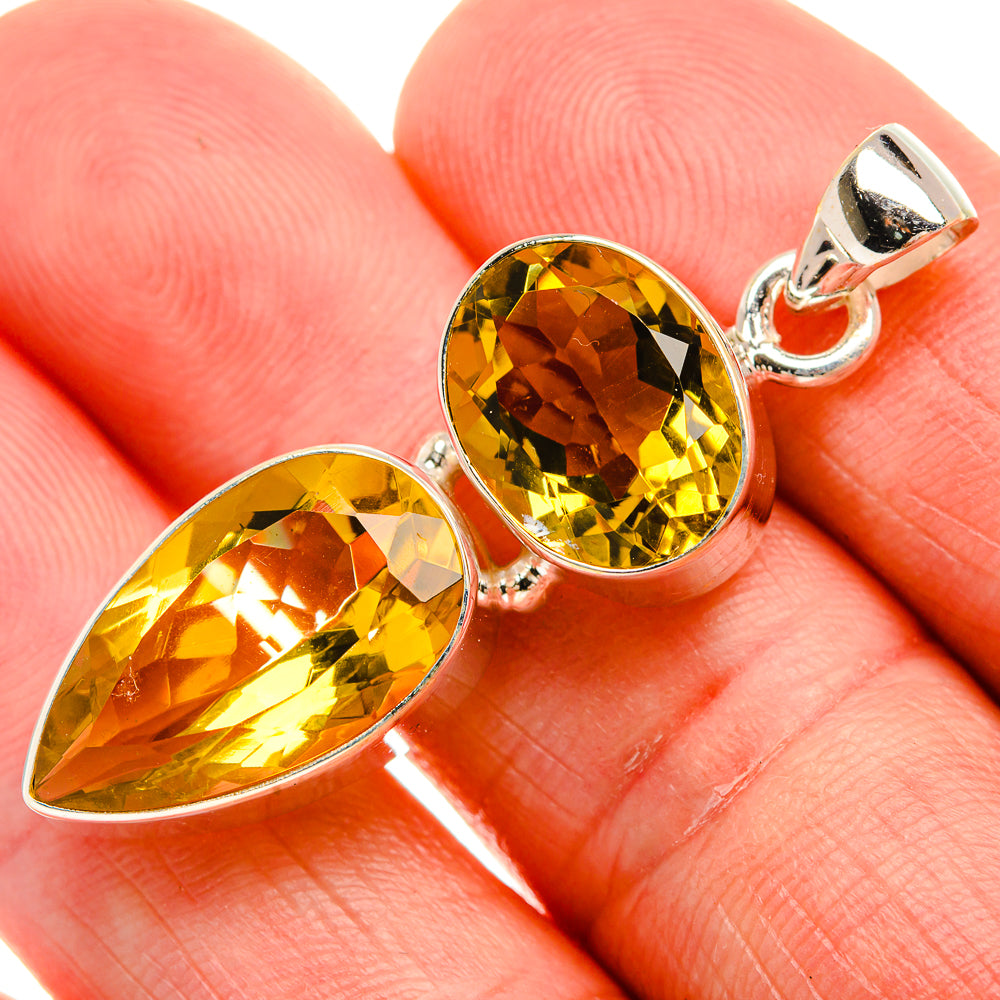 Faceted Citrine 925 Sterling Silver Pendant 1 3/4" (925 Sterling Silver) PD38433
