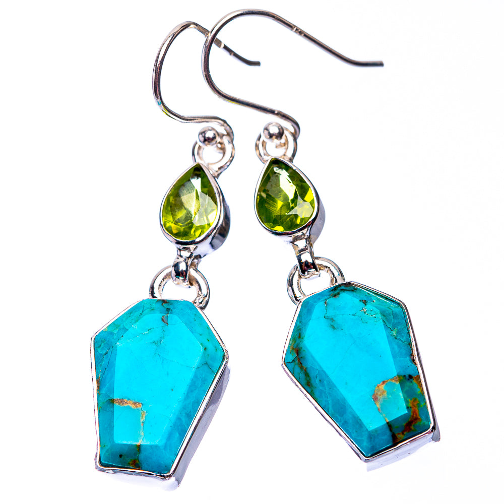 Chrysocolla, Blue Topaz Earrings 1 3/4" (925 Sterling Silver) E432286