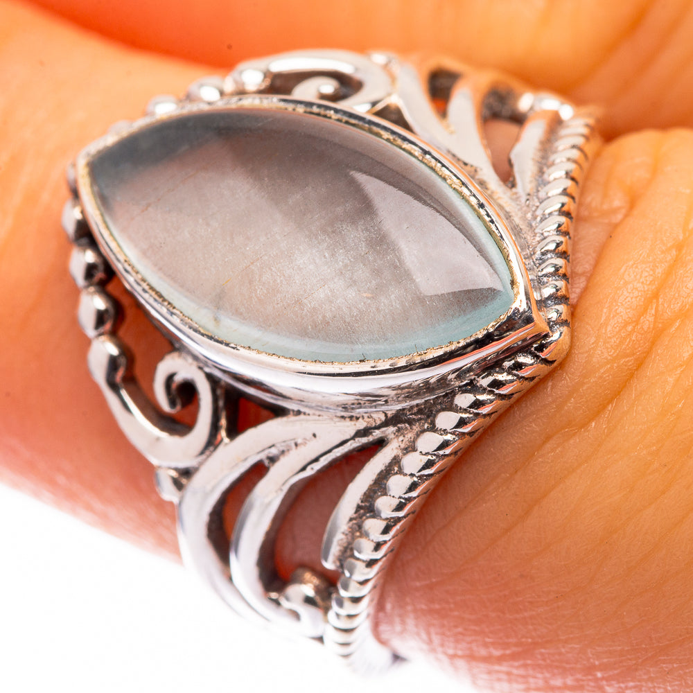 Natural Aquamarine Ring Size 7.25 (925 Sterling Silver) R141128