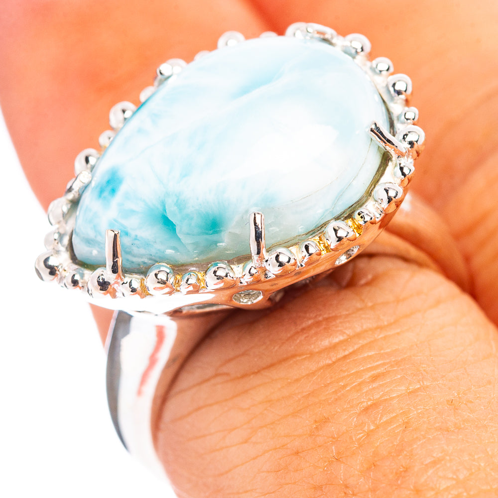 Premium Larimar Ring Size 7 (.925 Sterling Silver)