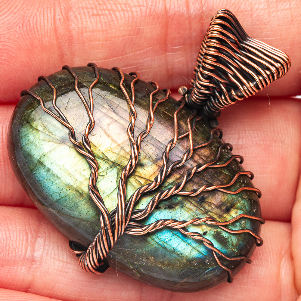 Labradorite Tree of Life Pendant 1 5/8" (Oxidized Copper)
